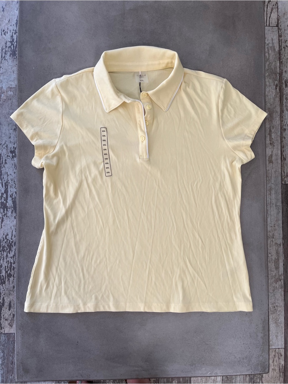 Calia Rib Short Sleeve Golf Polo Yellow Size XXL NWT